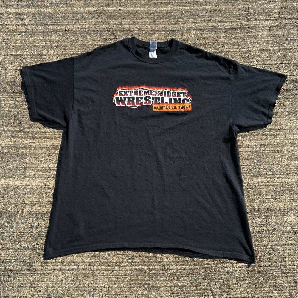 Y2K Extreme Midget Wrestling Baddest Lil Show Graphic T Shirt Black Mens 2XL